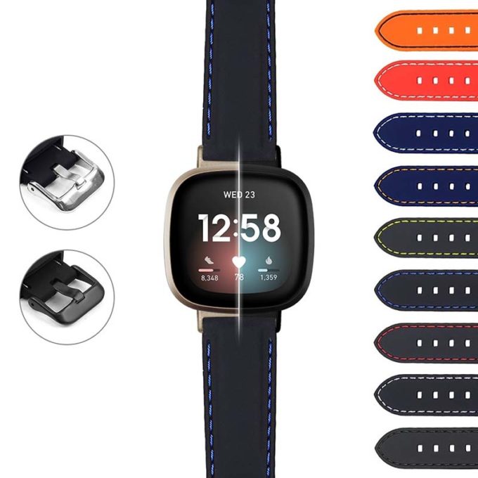 fb.sn .pu1 StrapsCo Rubber Strap with Stitching for Fitbit Sense