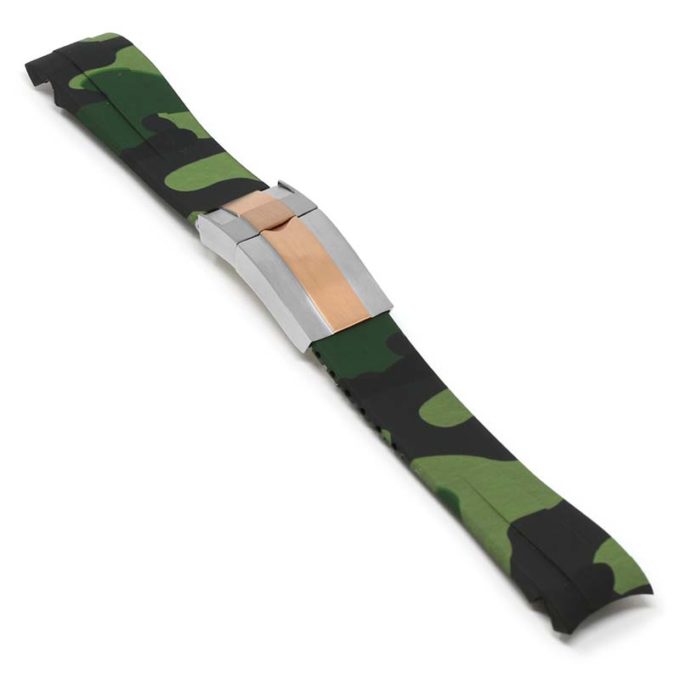 r.rx7 .11.ss .rg Angle Green Camo Silver Rose Gold Clasp StrapsCo Fitted Camo Rubber Watch Band Strap