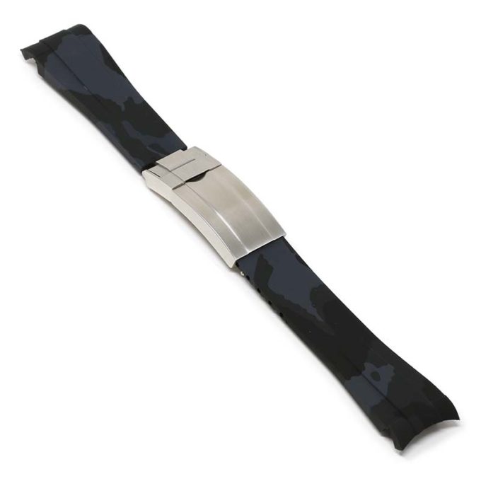 r.rx7 .7.bs Angle Grey Camo Brushed Silver Clasp StrapsCo Fitted Camo Rubber Watch Band Strap