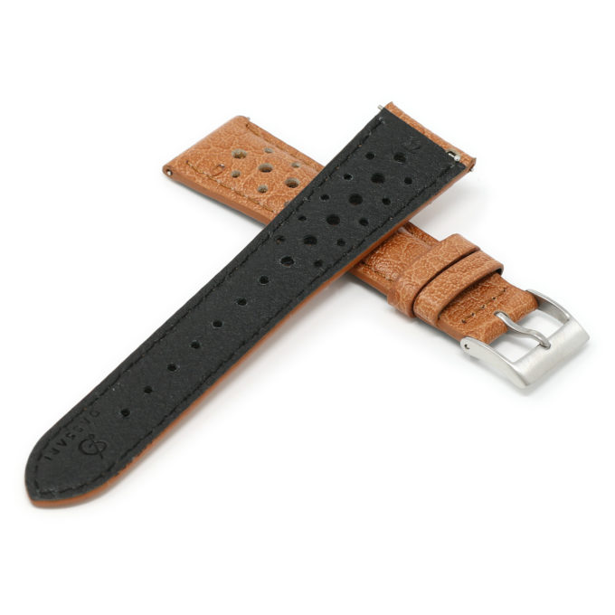 ra6.3 Cross Tan DASSARI Perforated Leather Rally Watch Band Strap 18mm 19mm 20mm 21mm 22mm
