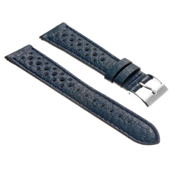 ra6.5 Angle Blue DASSARI Perforated Leather Rally Watch Band Strap 18mm 19mm 20mm 21mm 22mm