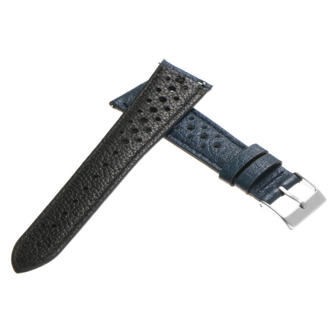 ra6.5 Cross Blue DASSARI Perforated Leather Rally Watch Band Strap 18mm 19mm 20mm 21mm 22mm