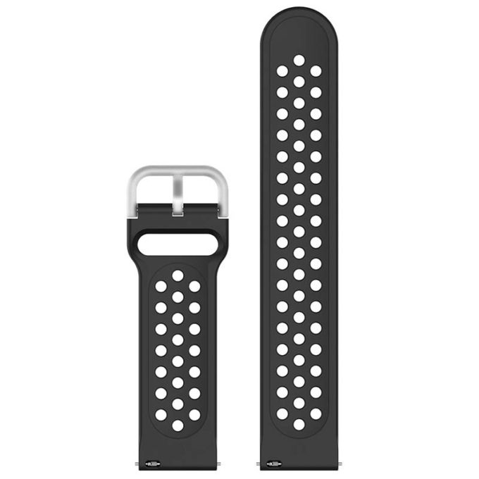 s.r21.1 Up Black StrapsCo Buckle and Tuck Perforated Silicone Rubber Watch Strap for Samsung Galaxy Watch Active 20mm 22mm