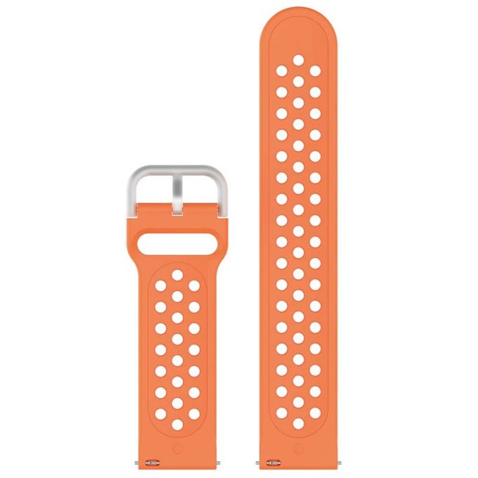 s.r21.12 Up Orange StrapsCo Buckle and Tuck Perforated Silicone Rubber Watch Strap for Samsung Galaxy Watch Active 20mm 22mm