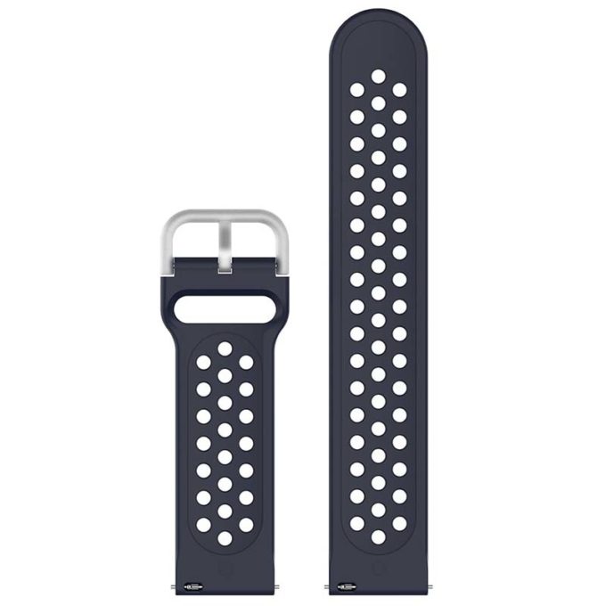 s.r21.5 Up Blue StrapsCo Buckle and Tuck Perforated Silicone Rubber Watch Strap for Samsung Galaxy Watch Active 20mm 22mm