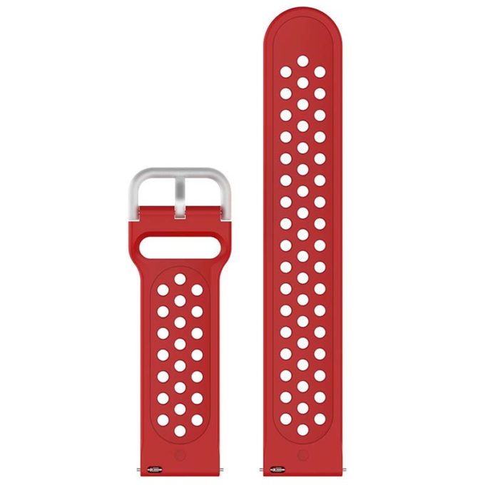 s.r21.6 Up Red StrapsCo Buckle and Tuck Perforated Silicone Rubber Watch Strap for Samsung Galaxy Watch Active 20mm 22mm