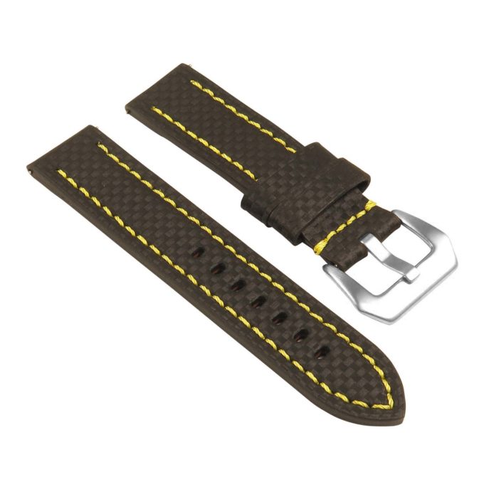 st25.1.10 Angle Black Yellow Heavy Duty Carbon Fiber Watch Strap