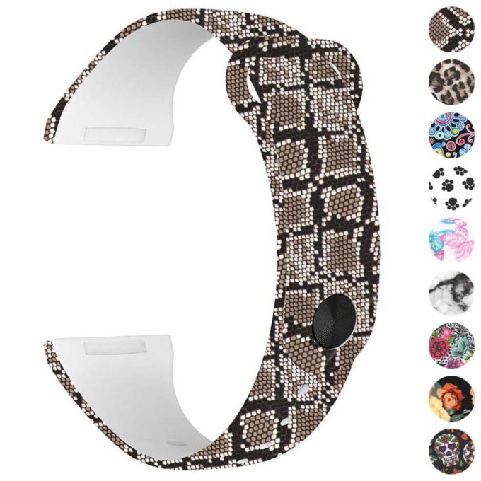 fb.r62.a Gallery Snake Pattern StrapsCo Pin and Tuck Silicone Rubber Watch Band Strap for Fitbit Versa 3 Sense