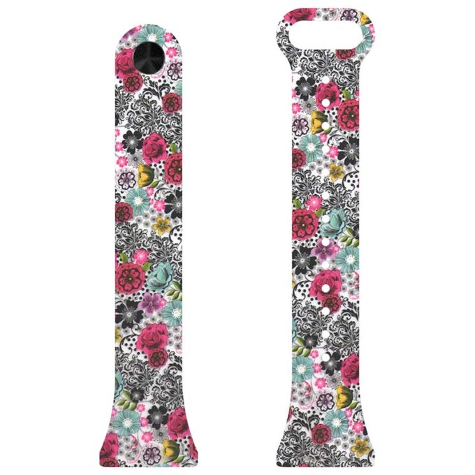 fb.r62.g Up Shaded Flowers StrapsCo Pin and Tuck Silicone Rubber Watch Band Strap for Fitbit Versa 3 Sense