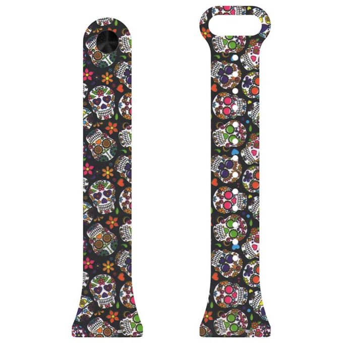 fb.r62.i Up Candy Skulls StrapsCo Pin and Tuck Silicone Rubber Watch Band Strap for Fitbit Versa 3 Sense