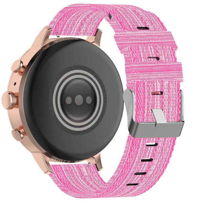 fos.ny1 .13 Back Pink StrapsCo Canvas Watch Strap w Polished Silver Buckle for Fossil Gen 5E Gen 4