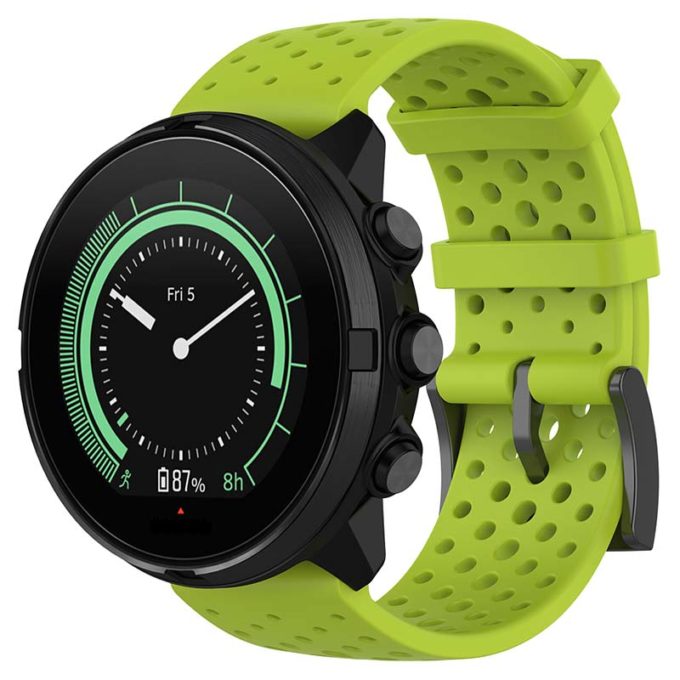 su.r28.11 Main Green StrapsCo Perforated Silicone Rubber Watch Band Strap for Suunto 9
