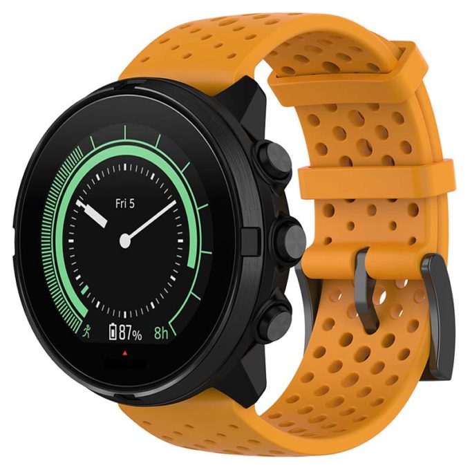su.r28.12 Main Orange StrapsCo Perforated Silicone Rubber Watch Band Strap for Suunto 9