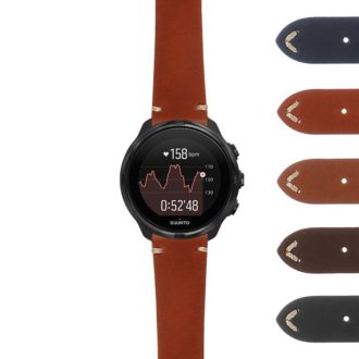 su9.ds9 24mm DASSARI Hand Stitched Classic Leather Watch Strap for Suunto 9