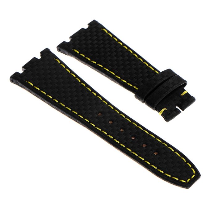 ap.l5.1.10 Dassari Carbon Fiber Strap for Audemars Piguet in Black w Yellow Stitching
