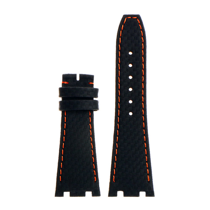 ap.l5.1.12 Dassari Carbon Fiber Strap for Audemars Piguet in Black w Orange Stitching 2