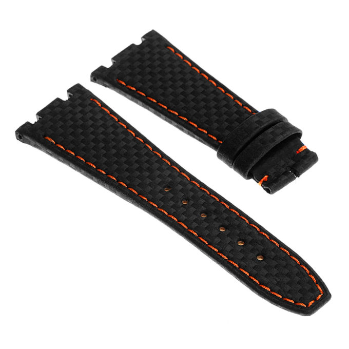 ap.l5.1.12 Dassari Carbon Fiber Strap for Audemars Piguet in Black w Orange Stitching