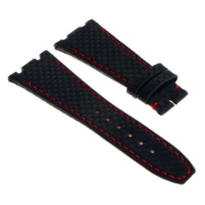 ap.l5.1.6 Dassari Carbon Fiber Strap for Audemars Piguet in Black w Red Stitching