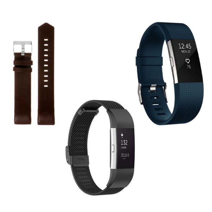 Mens Strap Bundle for Fitbit Charge 2 Brown Black Midnight Blue