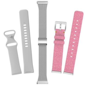 Womens Strap Bundle for Fitbit Sense Versa 3 White Grey Coral Pink