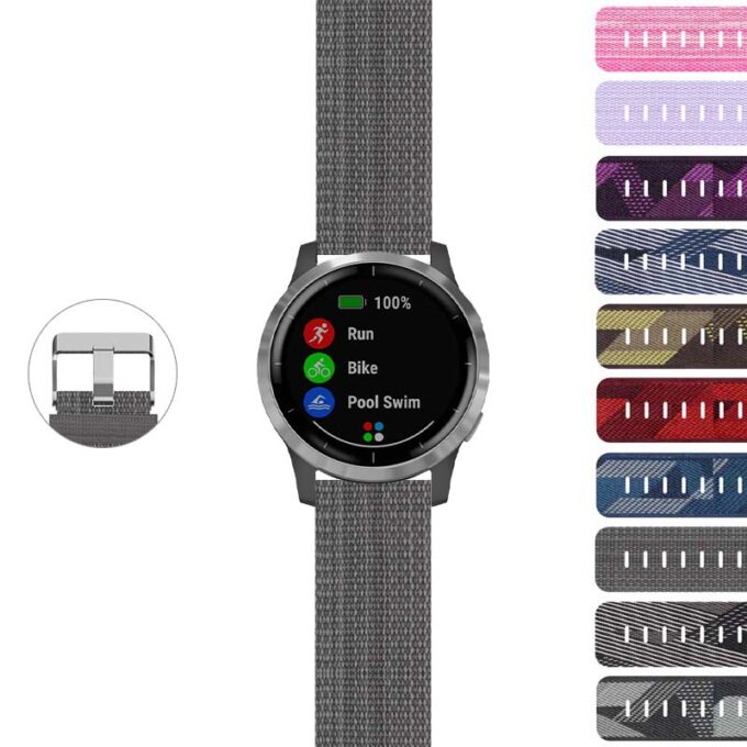 g.s.ny6 Gallery StrapsCo Garmin Vivoactive 4 Nylon Canvas Strap Watch Band