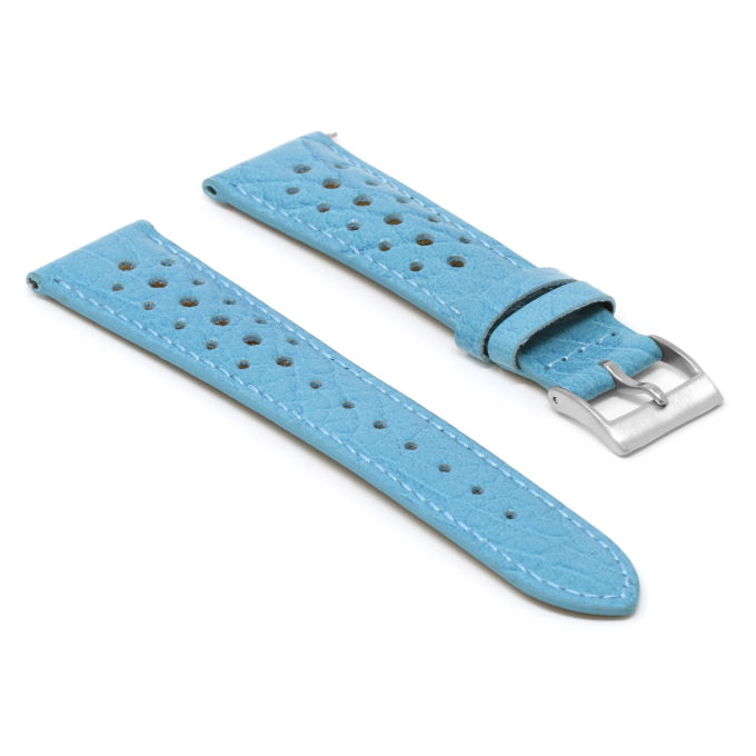 Ra6.5a Angle LIght Blue DASSARI Perforated Leather Rally Watch Band Strap 18mm 19mm 20mm 21mm 22mm 24mm