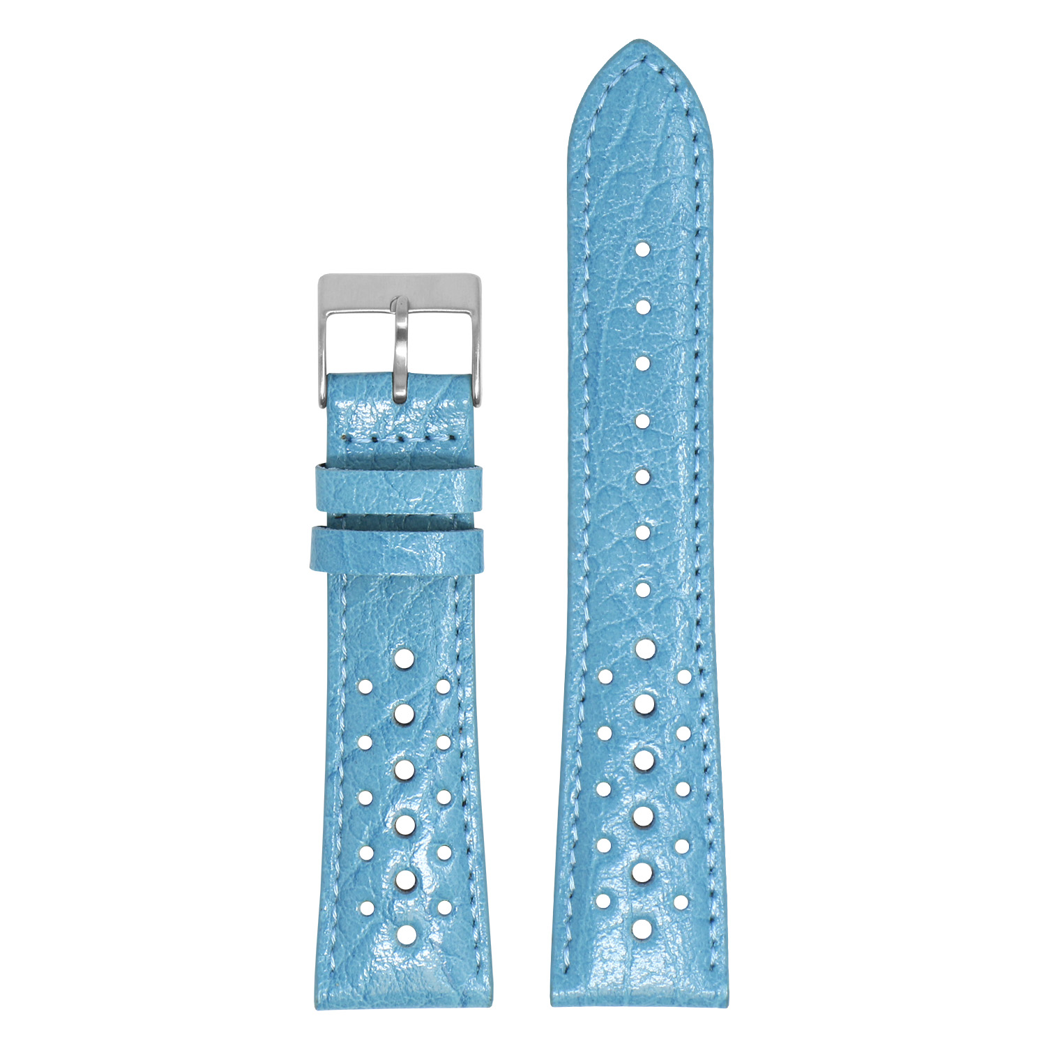 Ra6.5a Main Light Blue DASSARI Perforated Leather Rally Watch Band Strap 18mm 19mm 20mm 21mm 22mm 24mm