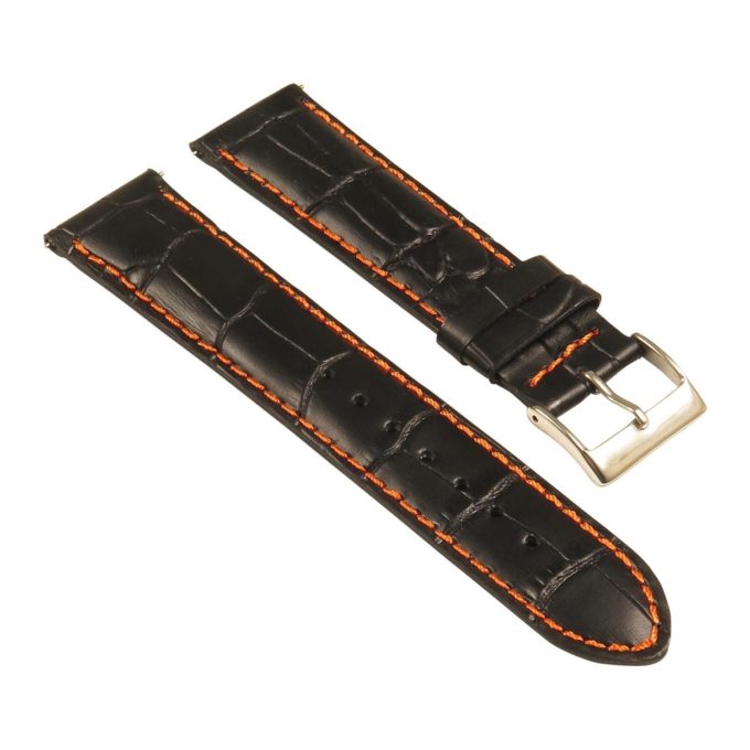 st21.1.12 Angle Black Orange Crocodile Embossed Leather Watch Band