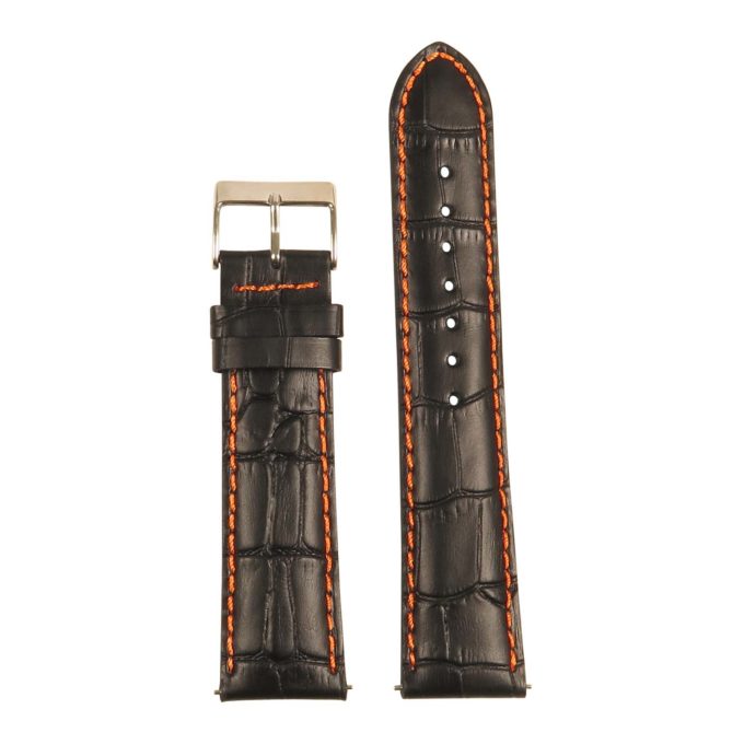 st21.1.12 Up Black Orange Crocodile Embossed Leather Watch Band
