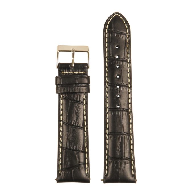 st21.1.22 Up Black White Crocodile Embossed Leather Watch Band