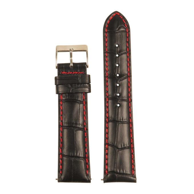 st21.1.6 Up Black Red Crocodile Embossed Leather Watch Band