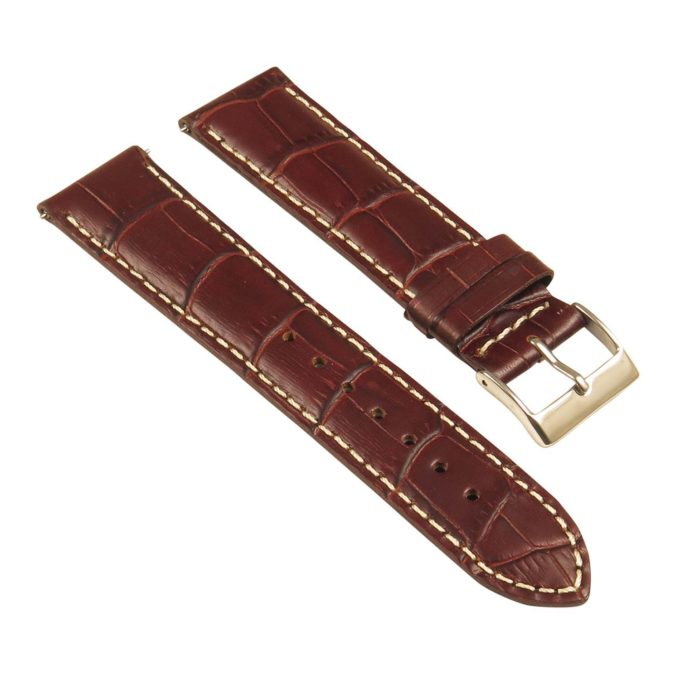 st21.2.22 Angle Brown White Crocodile Embossed Leather Watch Band