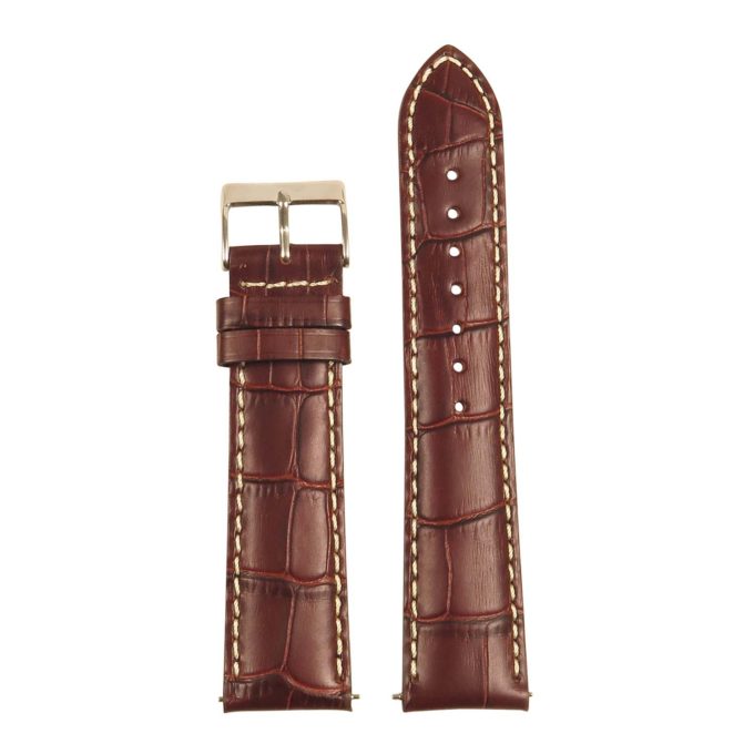 st21.2.22 Up Brown White Crocodile Embossed Leather Watch Band