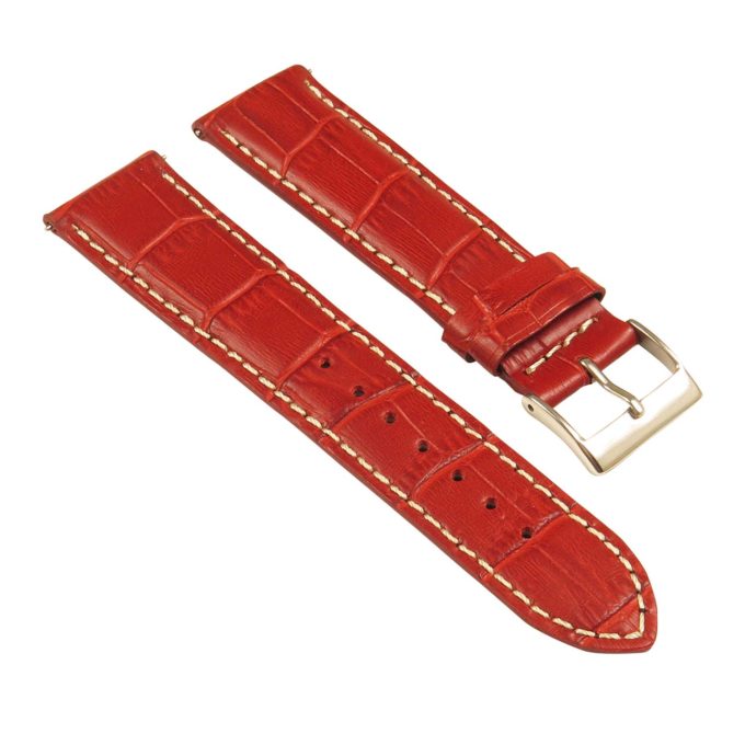 st21.6.22 Angle Red White Crocodile Embossed Leather Watch Band