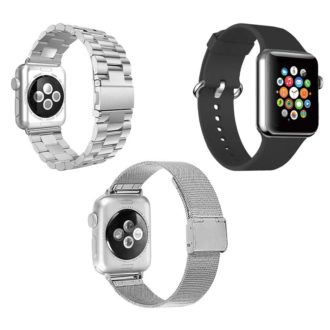 Mens Strap Bundle for Apple Watch Silver Silver Black
