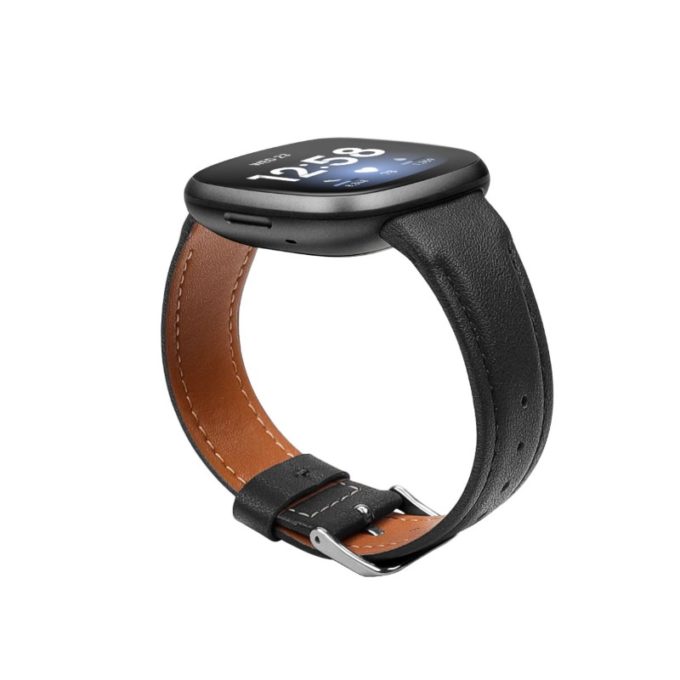 fb.l41.1 Angle Black StrapsCo Leather Watch Band Strap for Fitbit Sense Versa 3