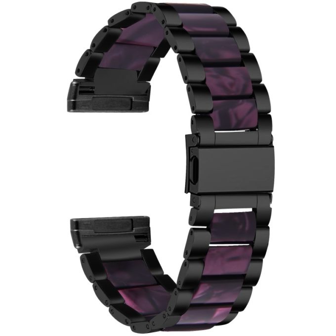 fb.m138.mb .18 Back Black Purple StrapsCo Stainless Steel Resin Watch Band Fitbit Sense Versa 3