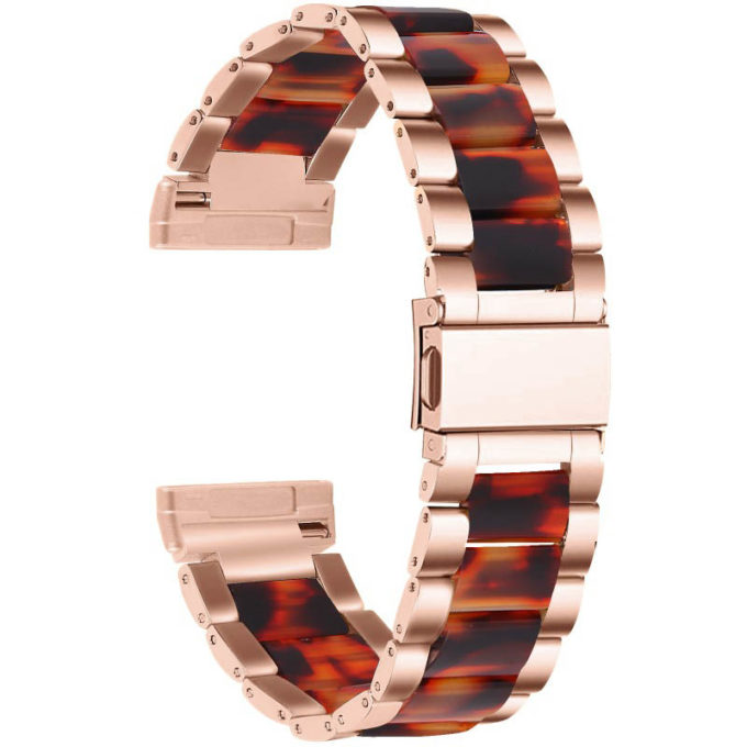 fb.m138.rg .2 Rose Gold Tortoise Shell StrapsCo Stainless Steel Resin Watch Band Fitbit Sense Versa 3