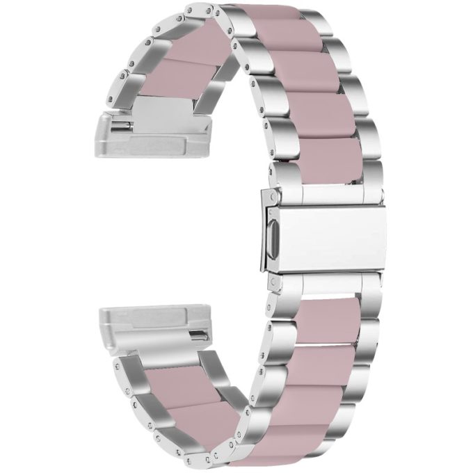 fb.m138.ss .13 Back Silver Pink StrapsCo Stainless Steel Resin Watch Band for Fitbit Sense Versa 3