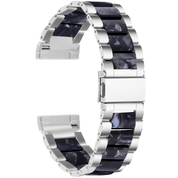 fb.m138.ss .mb Back Silver Smoke StrapsCo Stainless Steel Resin Watch Band for Fitbit Sense Versa 3