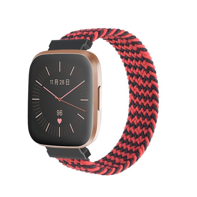 fb.ny25.h Main Fuschia Waves StrapsCo Patterned Elastic Nylon Watch Band Strap for Fitbit Versa Ver