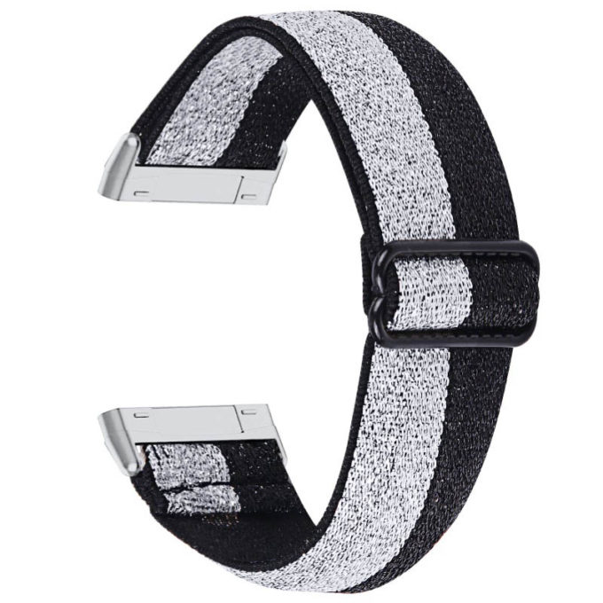 fb.ny30.7.7a Back Glitter Grey StrapsCo Pattern Elastic Nylon Watch Strap Fitbit Sense Versa