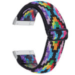 fb.ny30.m Back Rainbow Pixels StrapsCo Pattern Elastic Nylon Watch Strap Fitbit Sense Versa 3