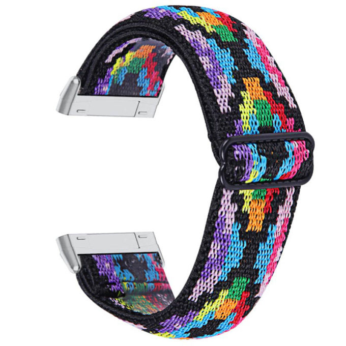 fb.ny30.m Back Rainbow Pixels StrapsCo Pattern Elastic Nylon Watch Strap Fitbit Sense Versa 3