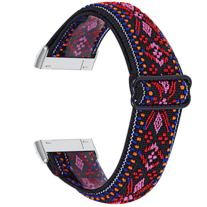 fb.ny30.n Back Tribal Red StrapsCo Pattern Elastic Nylon Watch Strap Fitbit Sense Versa 3