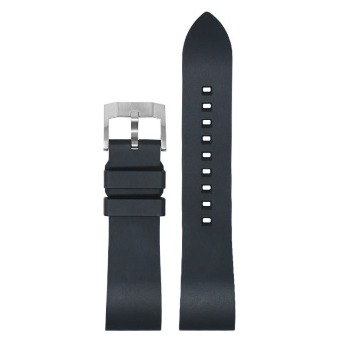 fk2.1.bs Main Black DASSARI Smooth FKM Rubber Quick Release Watch Strap with Brushed Silver Buckle