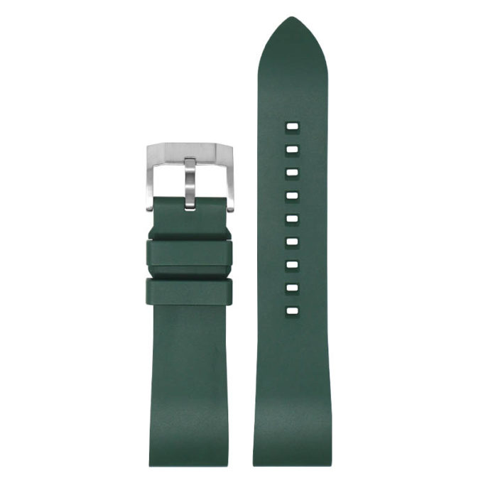 fk2.11.bs Main Green DASSARI Smooth FKM Rubber Quick Release Watch Strap with Brushed Silver Buckle