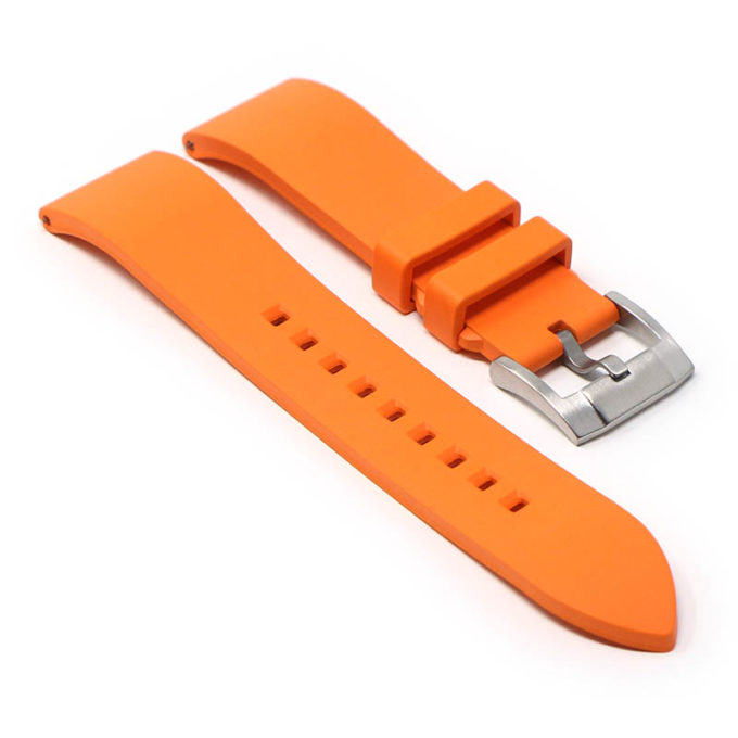 fk2.12.bs Angle Orange DASSARI Smooth FKM Rubber Quick Release Watch Strap with Brushed Silver Buckle