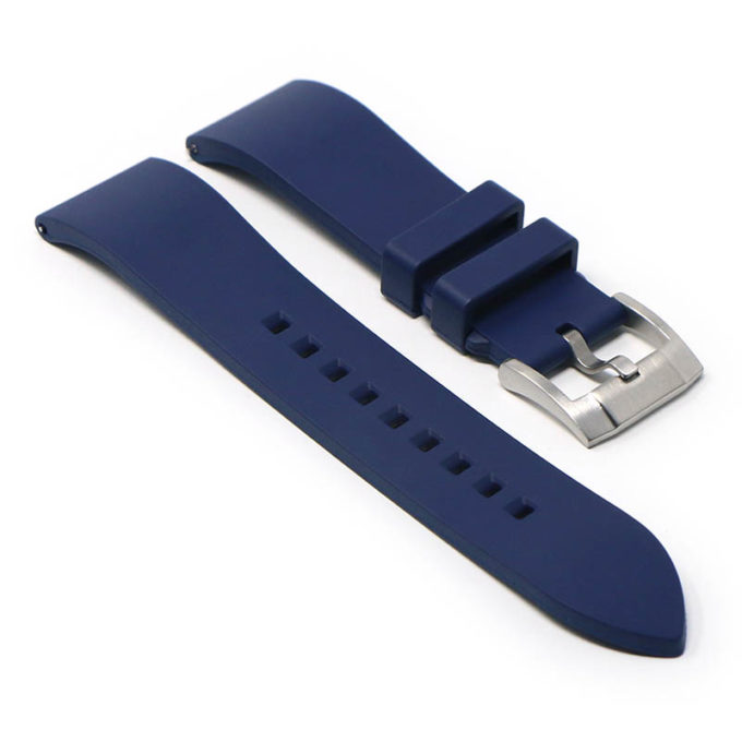 fk2.5.bs Angle Blue DASSARI Smooth FKM Rubber Quick Release Watch Strap with Brushed Silver Buckle