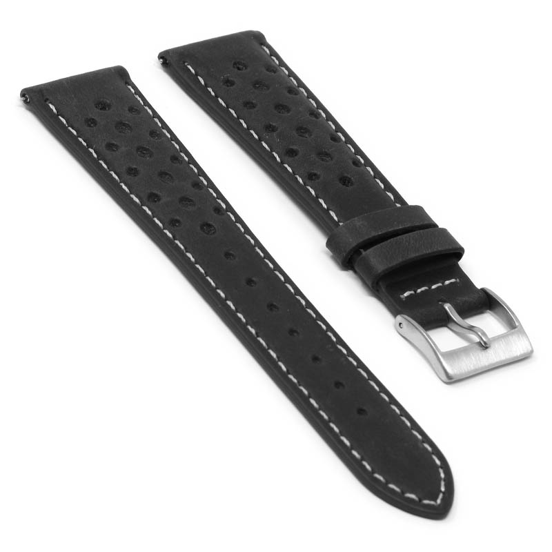 DASSARI Distressed Perforated Leather Racing Watch Band - Quick Release ...